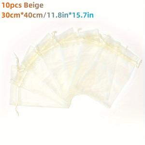 TEMU 그녀/남자를 위한 선물 30*40cm 크기의 투명한 오간자 선물 가방 10개입, 드로스트링 잠금 방식, 크리스마스, 할로윈, 결혼식 파티, 발렌타인데이 및 생일 포장 및 보관에 적합