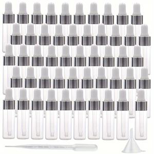 TEMU 5ml 투명 유리 드로퍼 병, 50개 미니 에센셜 오일 바이알과 실버 아이 드로퍼, 리필 가능한 DIY 화장품 용기, 액체 향수 및 로션 샘플용 드로퍼 병, 오일용 빈 샘플 병