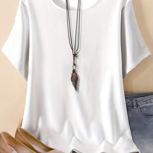 TEMU 플러스 사이즈 - 플러스 사이즈 - 플러스 사이즈 기본 티셔츠, 여성용 오버사이즈 반팔 라운드넥, 약간의 스트레치, 매우 큰 티셔츠