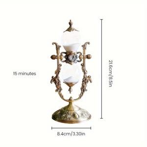 TEMU 타이머 타이머, 15분 양각 금색 타이머, 360° 회전하는 금속 화이트 샌드 시계, 빈티지 홈 , 사무실/책상 장식, 주방 결혼 선물용