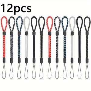 TEMU 6-팩/12-팩 조절 가능 나일론 끈 손목 끈, 휴대폰, USB 플래시 드라이브, ID 이름 태그 배지용 컬러풀 핑거 루프 - 안전한 가제트 부착