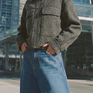 TEMU OUTTA BOX 여성용 캐주얼 트위드 재킷, 지퍼 포켓, 긴 소매, 라펠 칼라, 드롭 숄더, 릴랙스 핏, 화려하고 우아하며 스타일리시, 일상복, 외출, 파티, 봄용