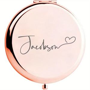 TEMU 맞춤형 1개 개인 이름 핸드 미러 - 스테인리스 스틸 재질, 레터링 각인 - 선물 및 결혼식 행사에 적합 - 각인된 콤팩트 미러, 부활절, 어버이날, Eid Al-Adha에 완벽