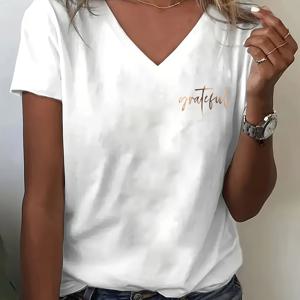 TEMU 여성 캐주얼 V넥 티셔츠 