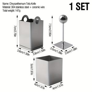 TEMU 다용도 304 스테인리스 스틸 수동 두부 슬라이서 세트. 금선두부를 빠르게 슬라이싱하기 위해 설계되었습니다. 이 요리 도구는 두부 슬라이싱에 적합하며, 스테인리스 스틸 두부 압착기와 금선두부 칼이 특징입니다. 실용적입니다.