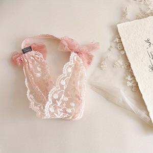 TEMU 빈티지 레이스 플라워 걸 헤어밴드 - 부드러운 탄력성 헤어 액세서리, 웨딩 생일 파티 헤드피스 리본 장식