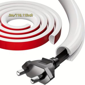 TEMU 1롤 숨겨진 케이블 관리, 바닥 전선 보호대, 벽면 및 바닥 설치, 노출된 전선으로 인한 넘어짐 방지, 사무실 전선 관리 | 스타일리시 전선 보호대 | 유연한 PVC 덕트, 전선 관리 솔루션