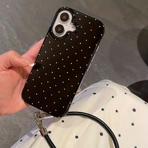 TEMU 휴대폰 케이스 - 아이폰 17, 16, 11, 13, 15, 15 Plus, 15 Pro, 15 Pro Max, 12, 14 Pro Max, 11 Pro Max, 12 Pro, 12 Pro Max, 13 Pro, 13 Pro Max, 14 Pro 호환, 귀엽고 매력적인 물방울 무늬 휴대폰 케이스 (스트랩 포함)