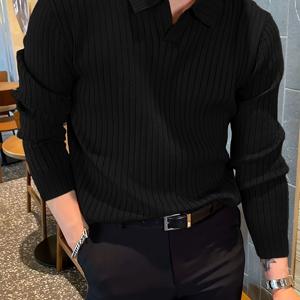 TEMU 남성용 겨울 신상 따뜻한 니트 셔츠 긴팔 상의, 리브드 니트 소재, 클래식 V넥 디자인, 다양한 컬러, 솔리드 컬러 심플 스타일, 부드럽고 피부 친화적인 소재, 데일리 커뮤트, 주말 데이트 및 다양한 행사에 적합