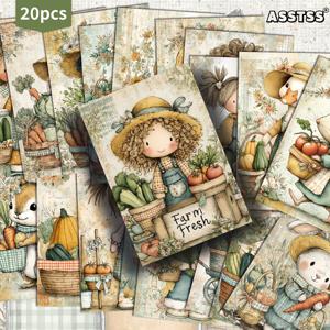 TEMU 동물과 채소가 특징인 빈티지 선물 카드 20개 세트입니다. 크기는 4X6인치입니다. 이 레트로 일러스트는 정크 저널, 스크랩북 및 공예에 완벽합니다.
