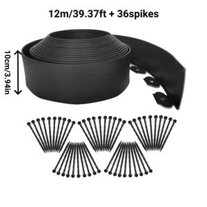 TEMU 39.37ft 검정 PE 정원 경계 키트 | 간편 설치 3.94inch 고 PE 정원 경계, 36개 앵커 스테이크 포함, 내구성 좋은 잔디밭 경계, 조경 및 잔디 분리용