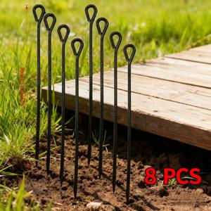 TEMU 야외 텐트용 튼튼한 녹 방지 접지 스테이크, 강화 및 내구성 있는 철제 텐트 펙 - 캠핑, 캐노피 및 온실에 적합한 튼튼한 바람 앵커, 다용도 애완 동물 고정 스테이크