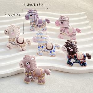 TEMU 귀여운 말 펜던트 6개 세트 - 미소 짓는 말 & 포니 레진 참, DIY 공예, 키링, 지퍼 풀용 - 발렌타인데이, 새해 창의적인 선물