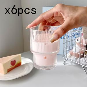 TEMU 4/6개 세트, 투명 빈티지 아이스 커피 컵, 우아한 유리잔, 리브 디자인 하이볼 글라스, 칵테일, 위스키, 맥주, 물, 주스, 오리가미 스타일에 적합