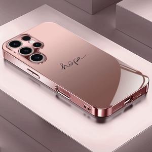 TEMU 휴대폰 케이스 - Hope 패턴 로즈 골드/전기 도금 핑크 휴대폰 케이스 보호 커버, 삼성 갤럭시 A51/A52/A53 5G/A54/A55/A56/A71/A72/A73/NOTE 10/Note 20 Ultra/S21/S21 Ultra/S22/S22 Ultra/S23/S23 Ultra/S24/S24 Ultra/S25/S25 Ultra (M) 호환