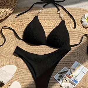 TEMU 블랙 하드팩 비키니 세트