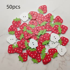 TEMU 50개입 스타일리시한 딸기 모양의 나무 단추 (옷, 공예, 과일 나무 단추) - 옷, 가방, 모자, 파티, 축제 및 실내 장식에 적합, 크기 25mm