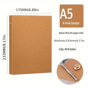 TEMU 빈티지 크래프트 종이 A4 A5 B5 쉘 루스리프 북, 데이터 북, 포토 앨범 바인더, 노트북으로 사용 가능