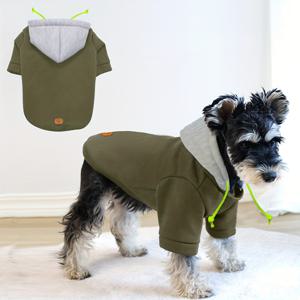 TEMU 1개 기본 애완동물 후드 코트, 고급 가죽 라벨, 소형견 및 중형견용 부드럽고 편안한 니트, 겨울철 강아지용 방풍 보온, 슈나우저 및 요크셔 테리어에 적합