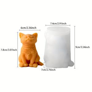 TEMU 3D 고양이 실리콘 몰드 - 동물 모양의 양초 및 석고 인형 몰드, 유연하고 높은 온도에 강함, 휴일 및 생일 선물로 완벽