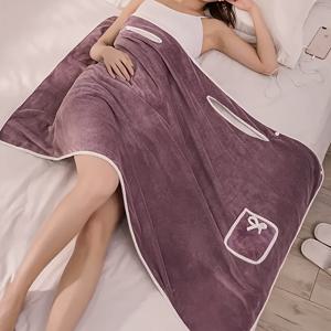 TEMU 1개 80cm X 135cm 우아한 코랄 벨벳 목욕 타월 - 리본 넥 디자인 | 초고흡수성, 빠른 건조, 성인용, 수영장, 여행, 스파, 헬스장, 욕실용 - 부드러운 목욕 타월 - 가정, 캠핑, 크루즈, 스파 타월용으로 이상적 | 흡수성 원단