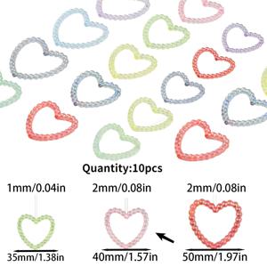 TEMU 10/20개 35/40/50mm 양파링 하트 아크릴 펜던트 목걸이 수제 비즈 뜨개질용, 다용도 주얼리 제작 용품 비즈