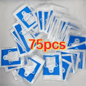 TEMU 방문객용 일회용 앞치마 75/100개입 - 두꺼운 PE 플라스틱 재질, 흰색 디자인의 파란색, 케이터링, 핫팟, 바베큐 및 식당에 적합, 주방 앞치마