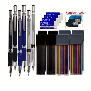 TEMU 2.0MM 메카닉 연필 21개 세트. 검정색 및 컬러 리필, 지우개 및 샤프너 포함. 드로잉 및 페인팅 도구로 사용. 학교 예술 학생을 위한 선물