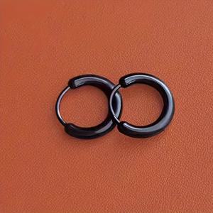 TEMU 10개 블랙 클리어 레진 후프 귀걸이 - 심플 인비저블 스터드 귀걸이, 캐주얼 착용, 피어싱 필요 없음, 편안하고 안전한 착용감, 남성용