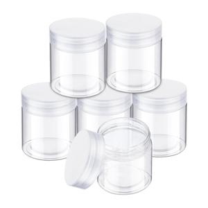 TEMU 6팩 6온스 투명 플라스틱 와이드마우스 보관용기, 재충전 가능한 빈 용기, 투명 플라스틱 비즈 보관용 둥근 병, 내구성 강하고 쉽게 손상되지 않는 다기능 보관함, DIY 비즈 분류 및 보관용 빈 둥근 용기, 공예 액세서리 정리 및 마무리용 아트 & 크래프트 용품