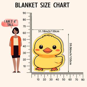 TEMU 1개 오리 모양 담요, 사계절 사용 가능한 부드러운 플란넬 플러시 침대 던지기, 귀여운 노란 오리 프린트, 세탁기 사용 가능한 침대 스프레드, 여행 및 캠핑 선물, 아늑한 소파 담요