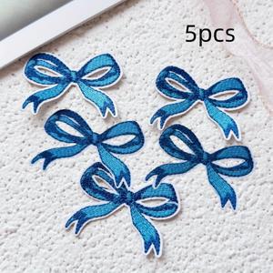 TEMU DIY 재봉용 보우 자수 아이언온 패치 5개 세트, 의류, 백팩, 드레스, 바지, 모자, 셔츠 장식용