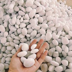 TEMU 화이트 리버 스톤 및 광택된 조약돌 (1200G, 2400G, 3600G 사이즈, 2.65, 5.3, 7.95파운드) - 천연 장식석, 크기 2.03-4.06cm, 실내 식물, 수족관, 정원 조경에 적합