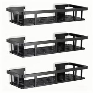 TEMU 2/3개 블랙 벽걸이 수납 선반 - 무드릴 접착/볼트 설치, 공간절약형 욕실 및 주방 정리대, 샤워 선반 시스템, 화장품, 필수품, 샤워 캐디용 다층 선반