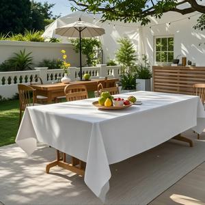 TEMU 우아한 흰색 직사각형 테이블보 - 직사각형 웨딩 테이블 커버, 세탁 가능, 결혼식, 레스토랑, 뷔페, 생일, 캠핑 피크닉, 회의 테이블, 디저트 테이블 및 다양한 파티 리셉션 테이블 장식에 적합