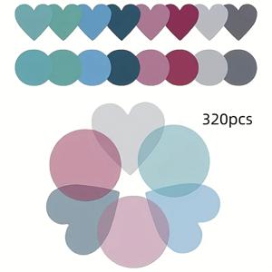 TEMU HDhuiun 투명 스티커 노트, 320매 - 방수 자가 접착 라벨, 라운드 & 하트 모양 페이지 마커, 저널, 사무실 및 학습 액세서리