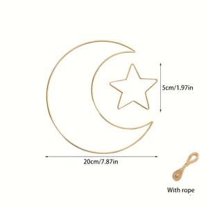 TEMU 우아한 황금 달 & 별 DIY 걸이 장식 세트 - 이드 축하, 방 & 창문 장식용 금속 철 벽 예술