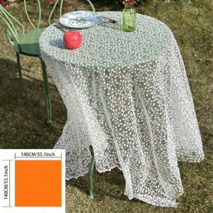 TEMU 프랑스 로맨틱 화이트 플라워 테이블보 1개, 작은 원형 테이블 장식, 직사각형 식탁 분위기 장식, 웨딩 장소 세팅, 홈 원단, 야외 피크닉 매트