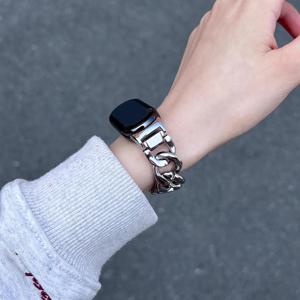 TEMU 스타일리시한 금속 데님 체인 디자인의 세련된 시계 스트랩, 샤오미 10/9/8 호환, NFC 버전, 주얼리 버클 디자인, 패션 & 우아한 스포츠 커플 스타일