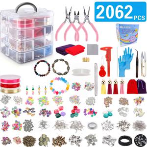 TEMU 2062개 공예 비즈 키트 (팔찌, 목걸이, 주얼리 제작용), 창의적인 도구, 주얼리 플라이어, 비즈 실, 귀걸이 제작 용품 및 주얼리 제작 세트 포함