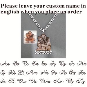 TEMU 개인 맞춤 스테인리스 스틸 펜던트 목걸이, 포트레이트 및 텍스트가 특징이며 커플, 연인 또는 가족을 위한 완벽한 맞춤 선물입니다.