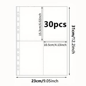 TEMU 30/50개 A4 사이즈 투명 플라스틱 바인더 (후크 앤 루프 잠금) - 강력한 직사각형 사진 앨범 페이지, 스크랩북, 동전 수집, 미술 보관