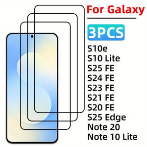 TEMU 삼성 갤럭시 노트 10 라이트 / 노트 20 / S10 라이트 / S10E / S20 FE / S21 FE 5G / S23 FE / S24 FE / S25 FE / S25 Edge 호환 풀 커버리지 강화 유리 액정 보호 필름 3매 세트, 고화질, 간편한 부착