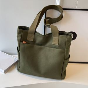 TEMU 여성용 스타일리시한 빈티지 토트백, 캐주얼 출퇴근, 직장, 학교에 적합, 선호되는 가방 스타일, 다중 포켓 포함