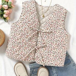 TEMU 여성 프린트 민소매 루즈핏 베스트 코트, 가을/겨울 휴가에 완벽
