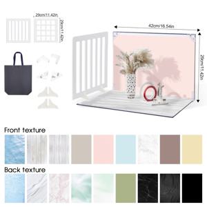 TEMU 제품 사진용 포토 배경 보드: 9개입 18패턴 데스크탑 음식 배경 키트 - 쥬얼리용 플랫 소품(소형 사이즈 16x11.5인치, 수납 가방 1개 포함, 패널 유무 선택 가능)