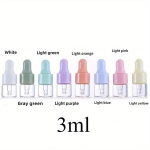 TEMU 4개/8개 세트 병, 여행용 재충전 유리병, 투명 소형 드로퍼병, 컬러 고무 드로퍼 뚜껑이 있는 빈병, 에센셜 오일 리필병