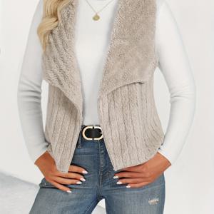 TEMU 여성용 가을 겨울 오픈프론트 수타형 칼라 베스트 패션코트