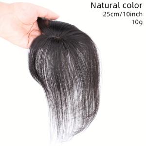 TEMU 여성용 가발, 흰머리를 가리는 상단 부분, 실제 사람의 머리카락으로 제작, 볼륨감을 더해주는 심レス 헤어피스 1개, 푹신한 핸드 위븐 레이스 헤어 교체용 조각