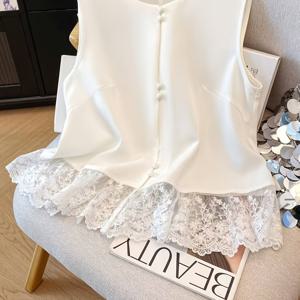 TEMU 여성 레이스 패치워크 가디건 조끼